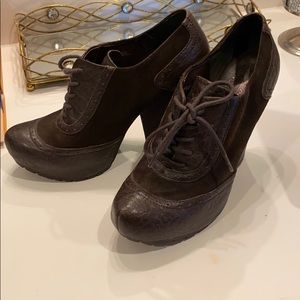 Kork-Ease Oxford Platform Pumps Brown Leather Sz 8